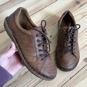 Born Melissa Shoes Womens 8.5 Casual Lace Up Sneakers Oxford Flats Brown Leather